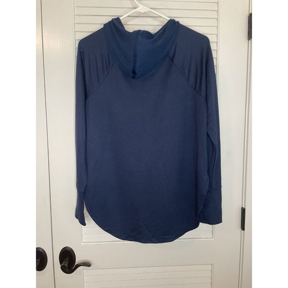 Athletic Works Women's French Terry Mock Neck Hoodie, Dark Navy Size S(4-6) - Picture 2 of 10